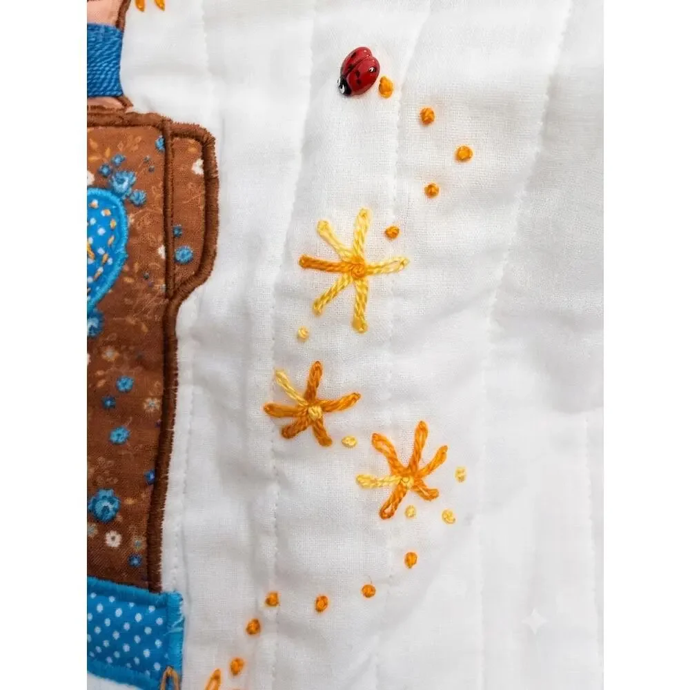 Vintage Handmade Quilted Sewing Machine Cover - Appliqué & Embroidery Detail